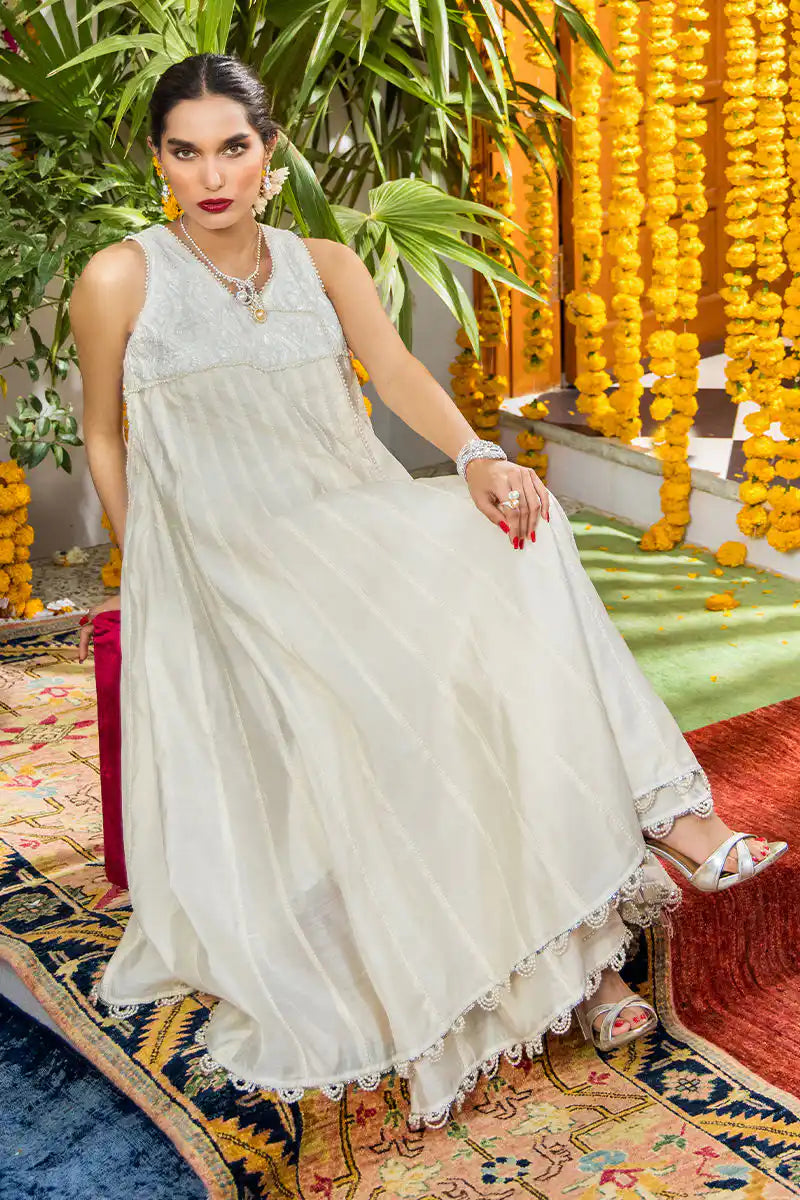 Komposh - Ivory White Angarkha by The Pink Tree Company, view 6