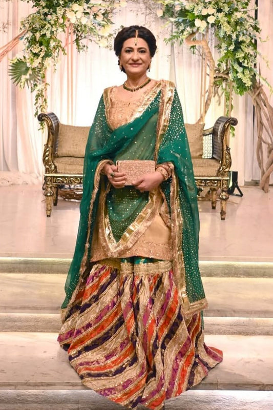 Saba Hamid in our customised Chatapati gharara.