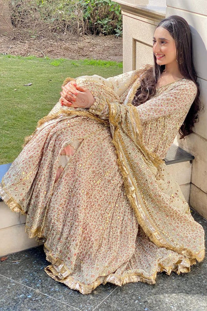 Unzila Khalid in our customised block printed outfit with kamdani