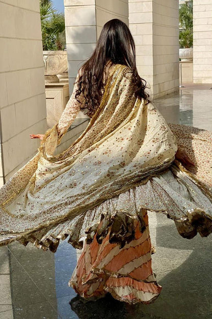 Unzila Khalid in our customised block printed outfit with kamdani