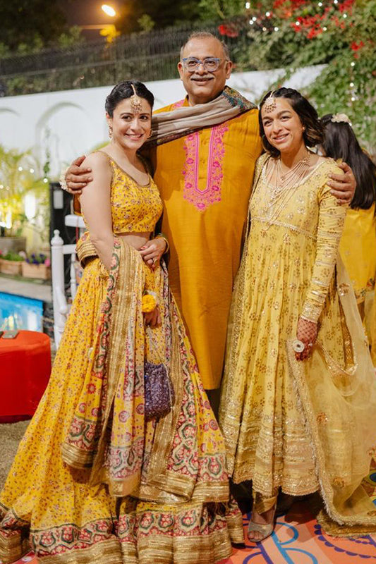 Zehra, Saira and Mohsin Sayeed in our customised outfits for a mehndi.