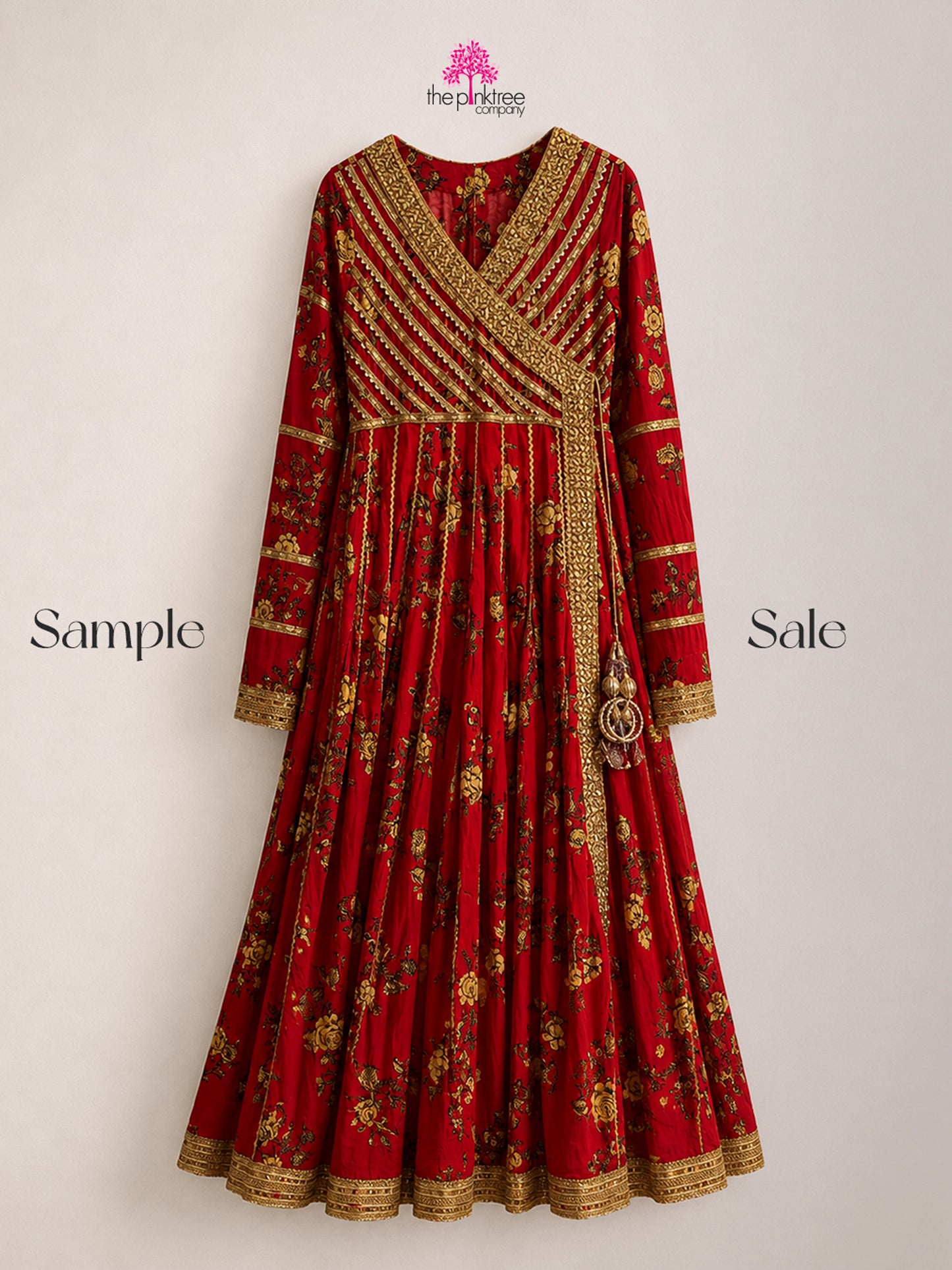 PRINTED PISHWAS IN RED (SAMPLE SALE)