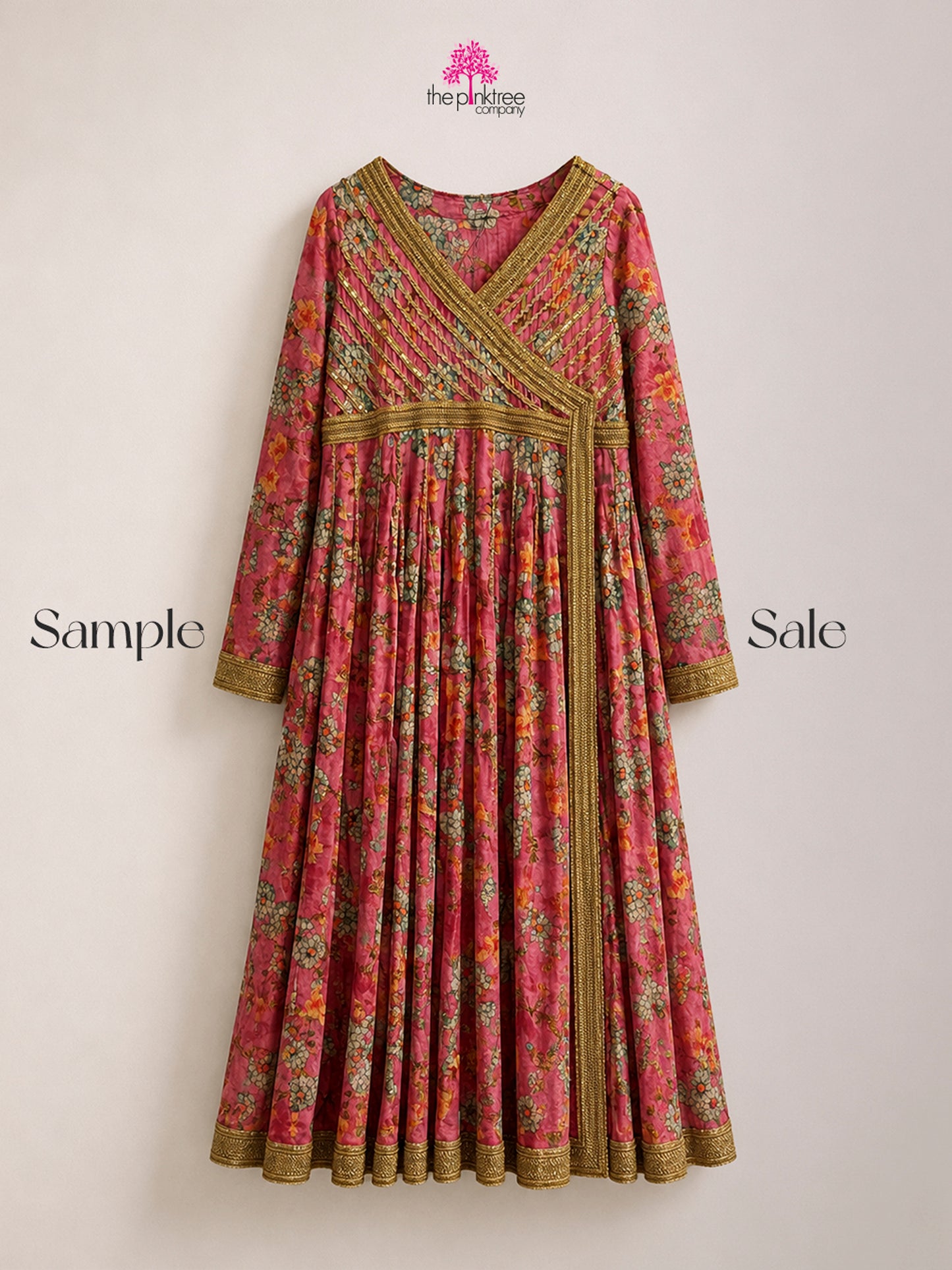 PRINTED PISHWAS IN PEACH (SAMPLE SALE)