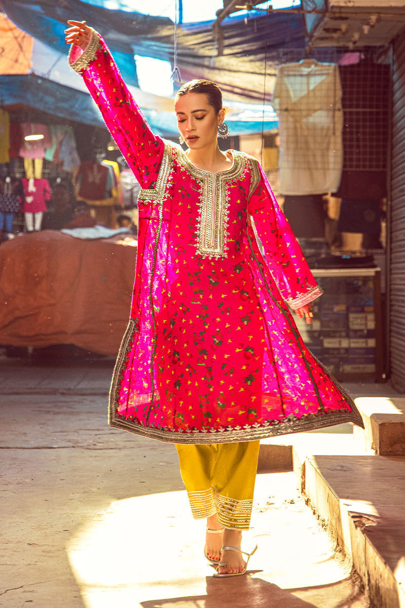 Marvi - Hot Pink Kurta by The Pink Tree Company, view 2