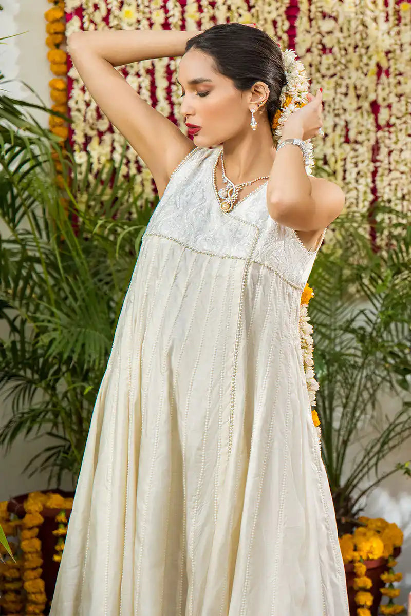 Komposh - Ivory White Angarkha by The Pink Tree Company, view 4