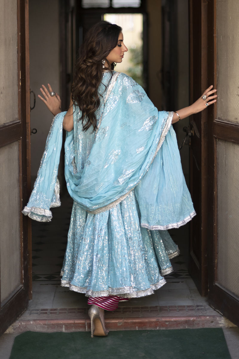 Ice Sky - Ice Blue Peshwaz by The Pink Tree Company, view 3