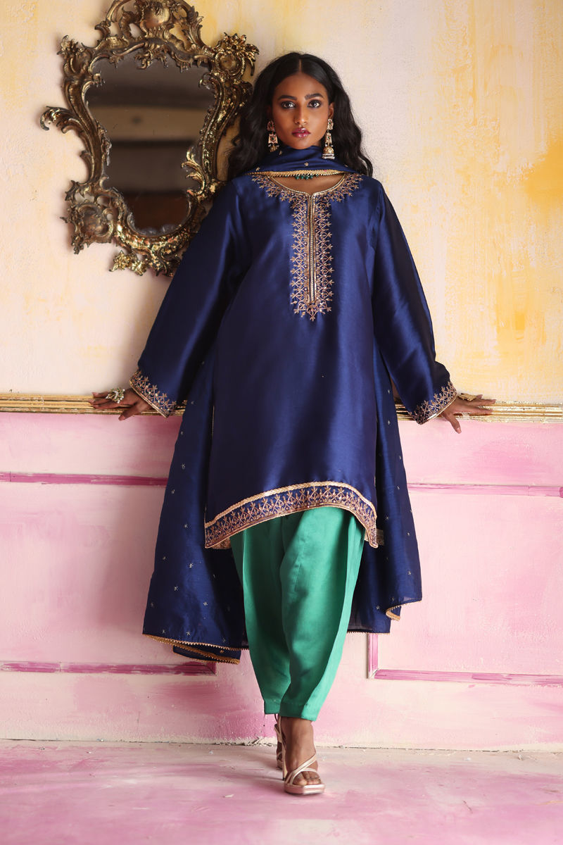 Muse - Midnight Blue Shalwar Kameez by The Pink Tree Company