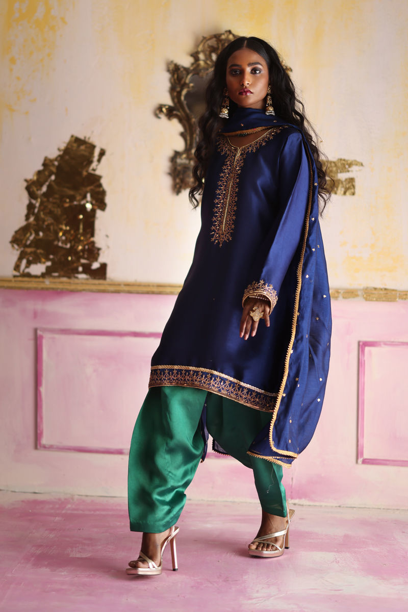 Muse - Midnight Blue Shalwar Kameez by The Pink Tree Company, view 4