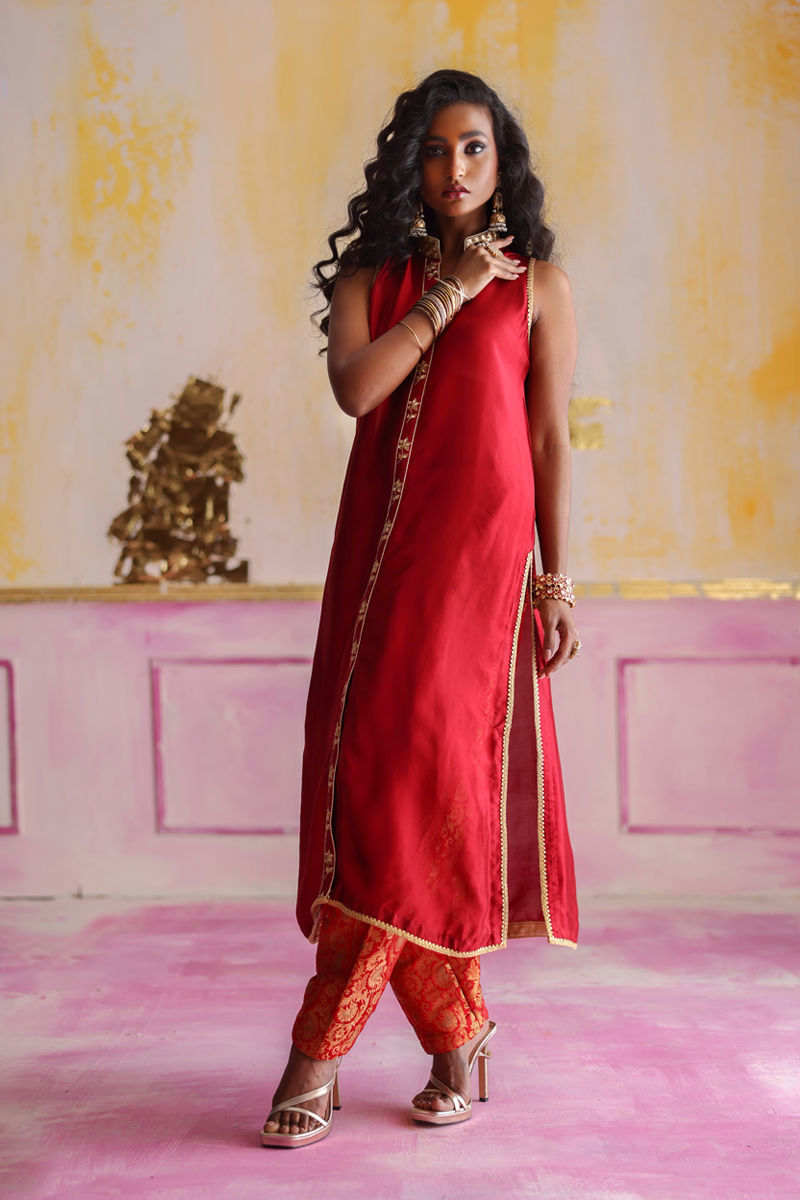 Afghan Red - Red Shalwar Kameez by The Pink Tree Company