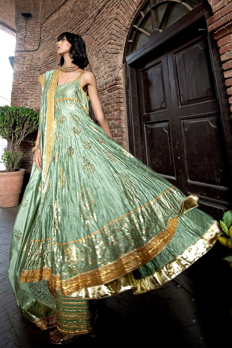 Ethereal Sage - Green Peshwaz by The Pink Tree Company
