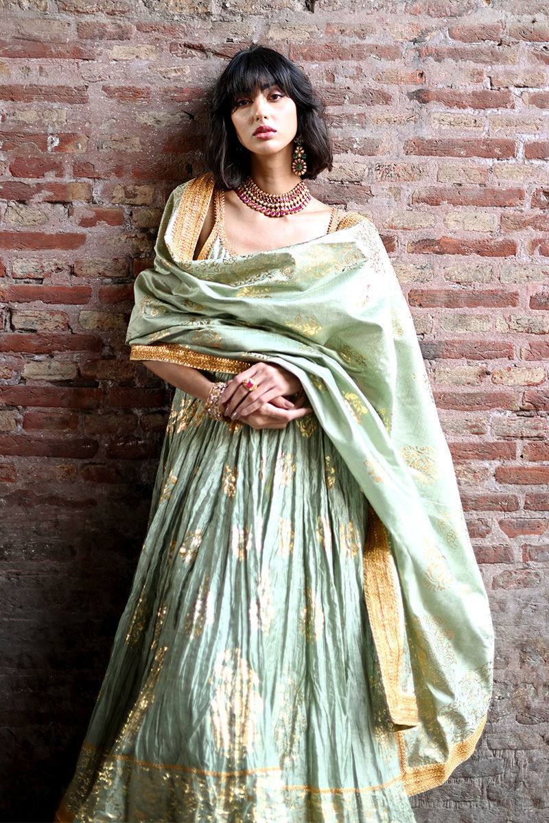Ethereal Sage - Green Peshwaz by The Pink Tree Company, view 3