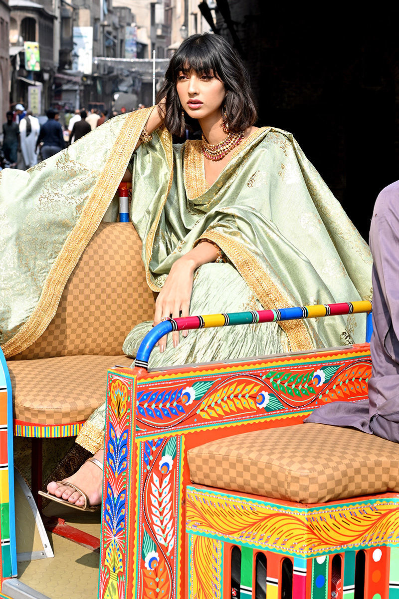Ethereal Sage - Green Peshwaz by The Pink Tree Company, view 4