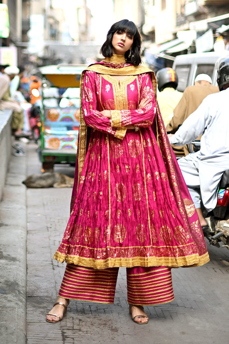 Breezy Magenta - Hot Pink & Gold Peshwaz by The Pink Tree Company