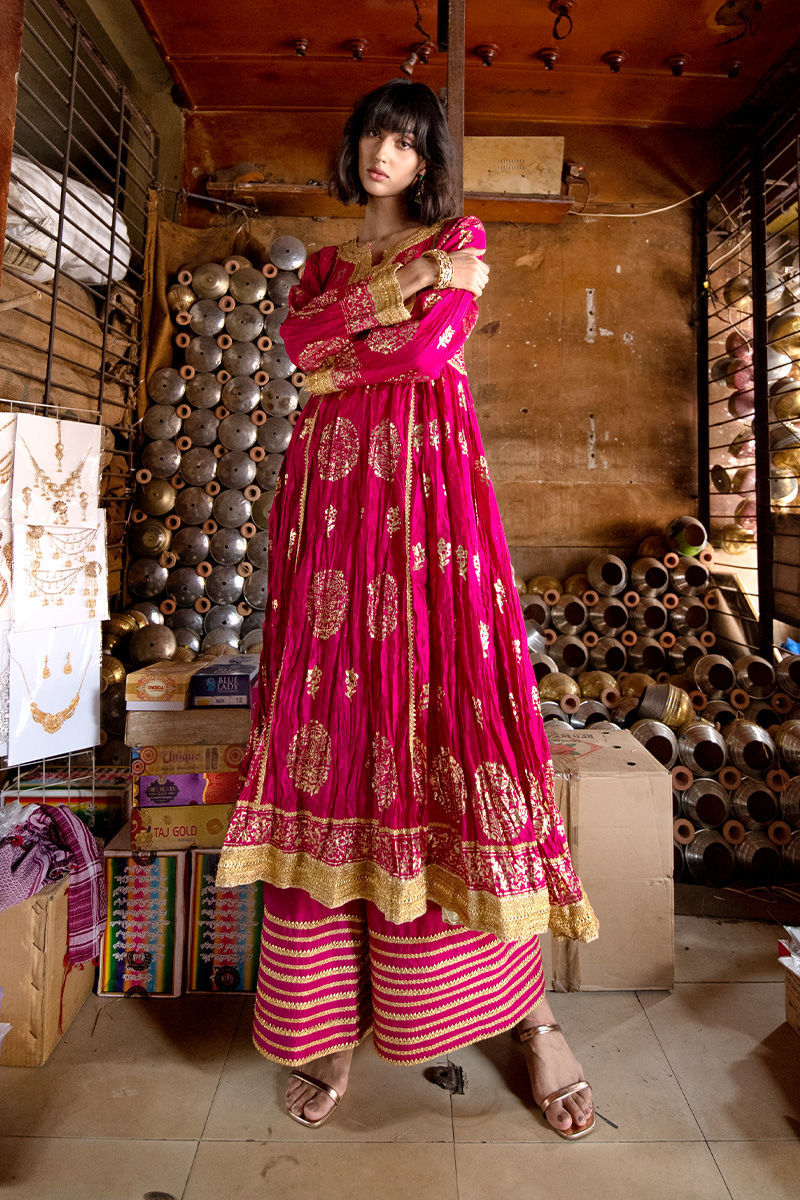 Breezy Magenta - Hot Pink & Gold Peshwaz by The Pink Tree Company, view 3