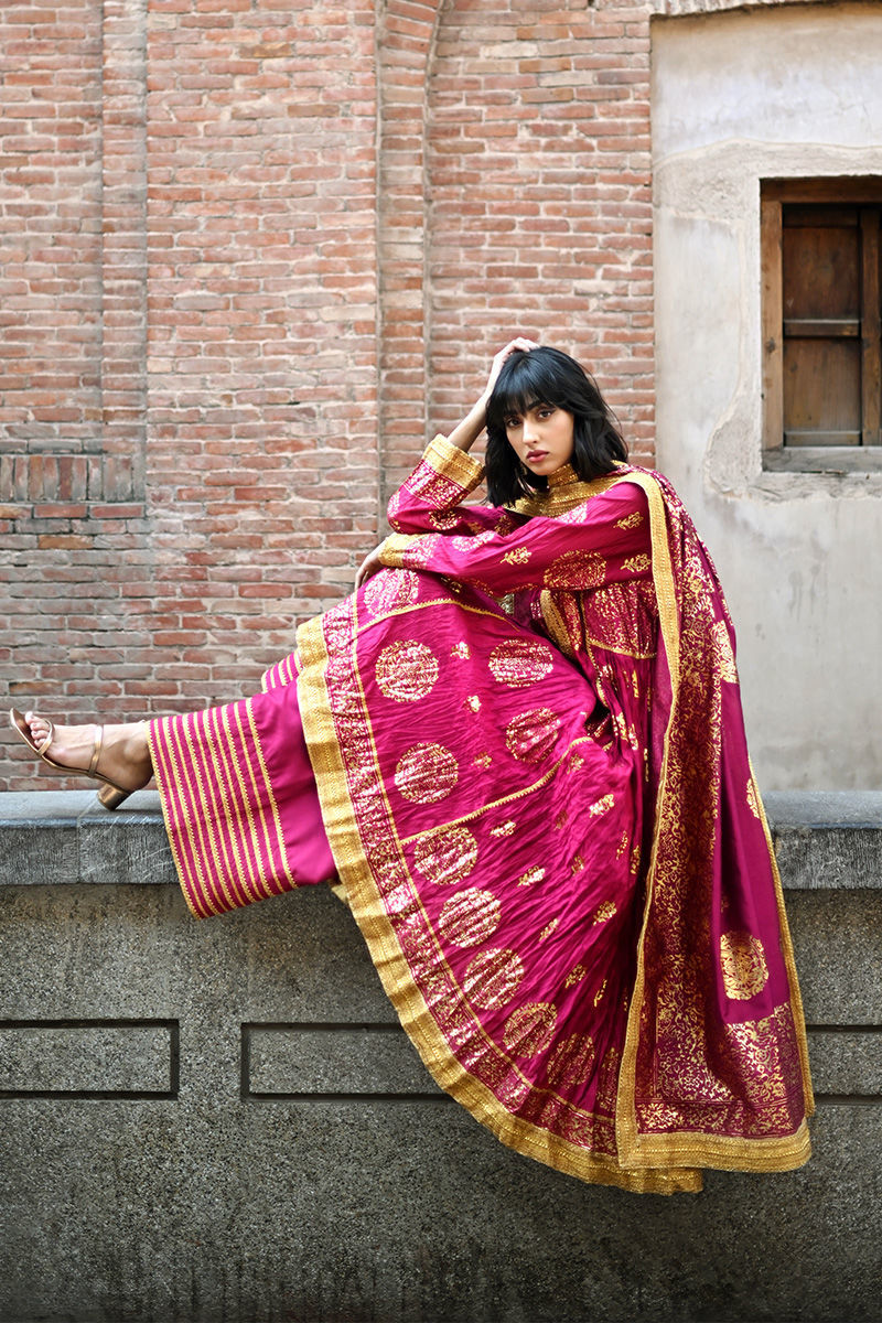 Breezy Magenta - Hot Pink & Gold Peshwaz by The Pink Tree Company, view 4