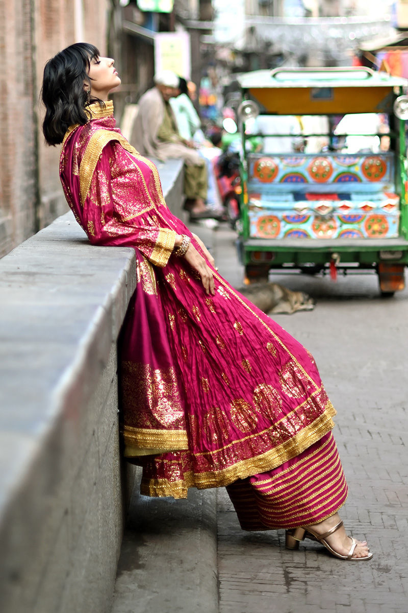 Breezy Magenta - Hot Pink & Gold Peshwaz by The Pink Tree Company, view 5