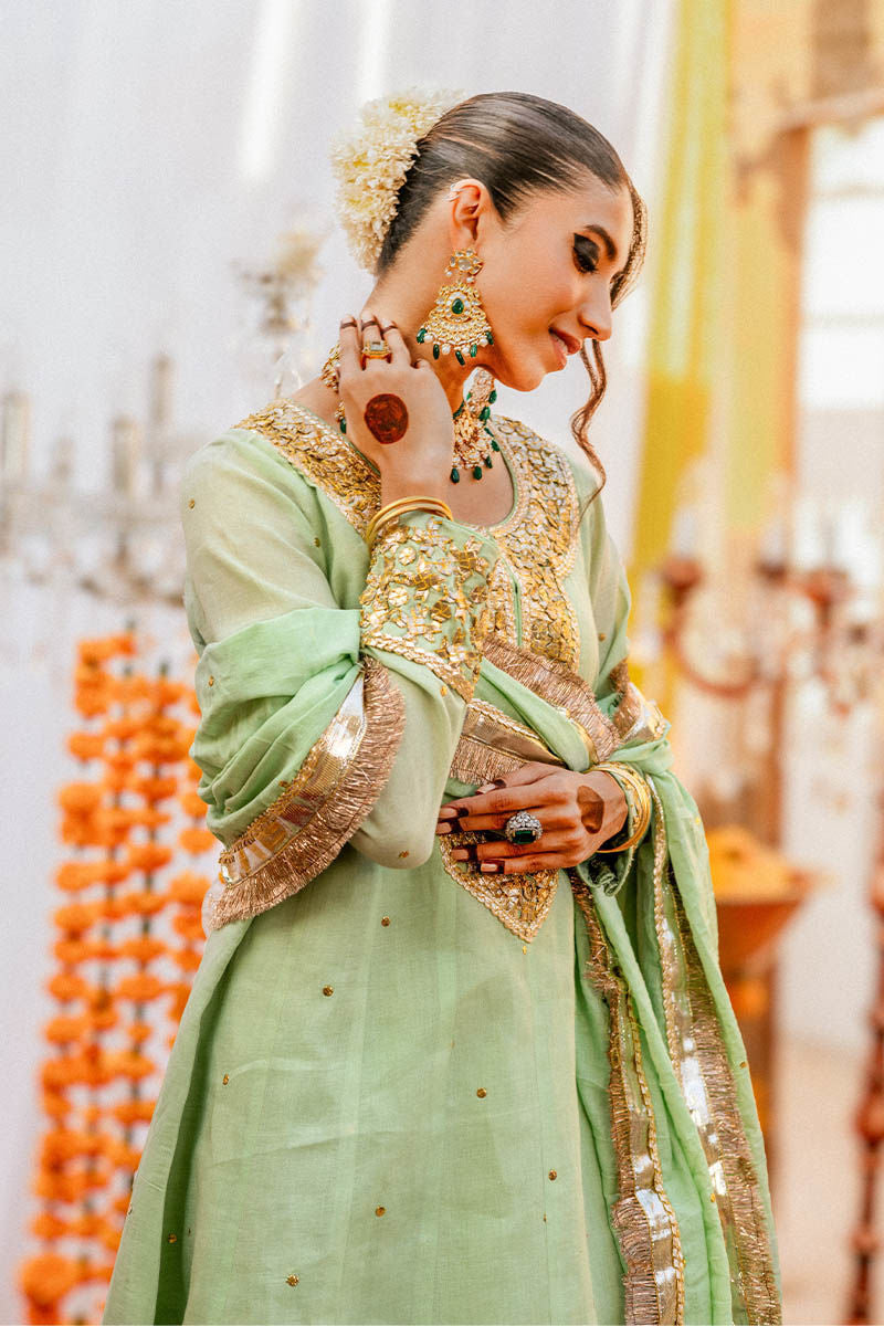 Aarsi - Pista Green Kurta by The Pink Tree Company, view 2