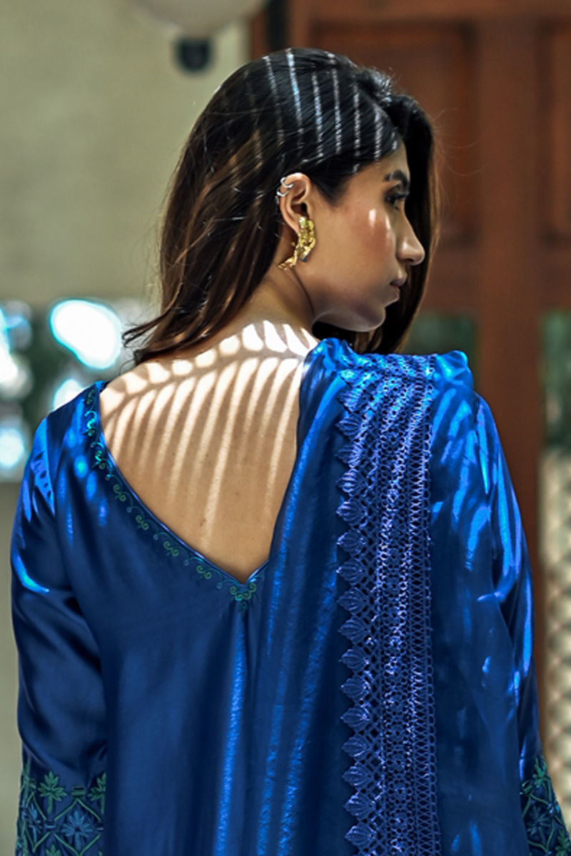 Blue Blood - Electric Blue Shalwar Kameez by The Pink Tree Company, view 4