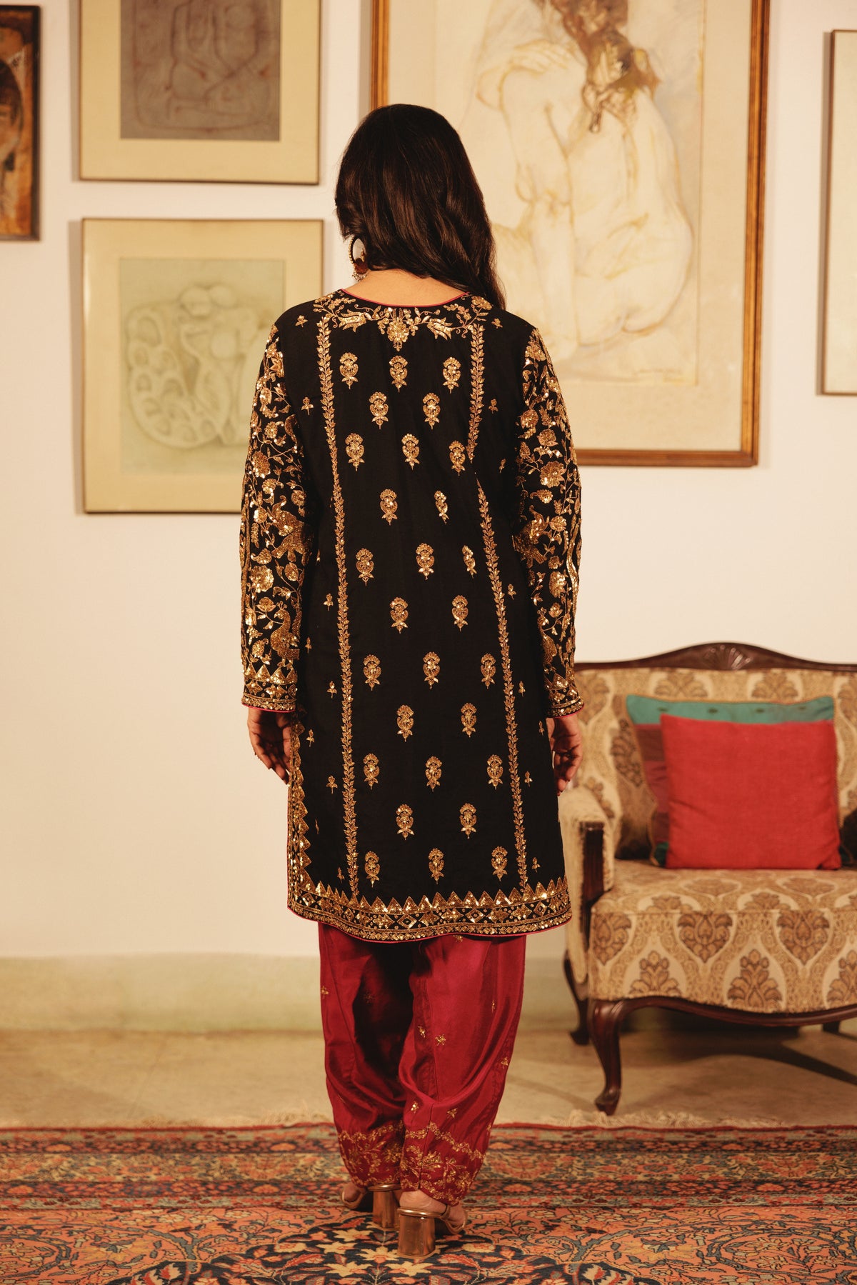 Black magic - Black Kurta by The Pink Tree Company, view 3