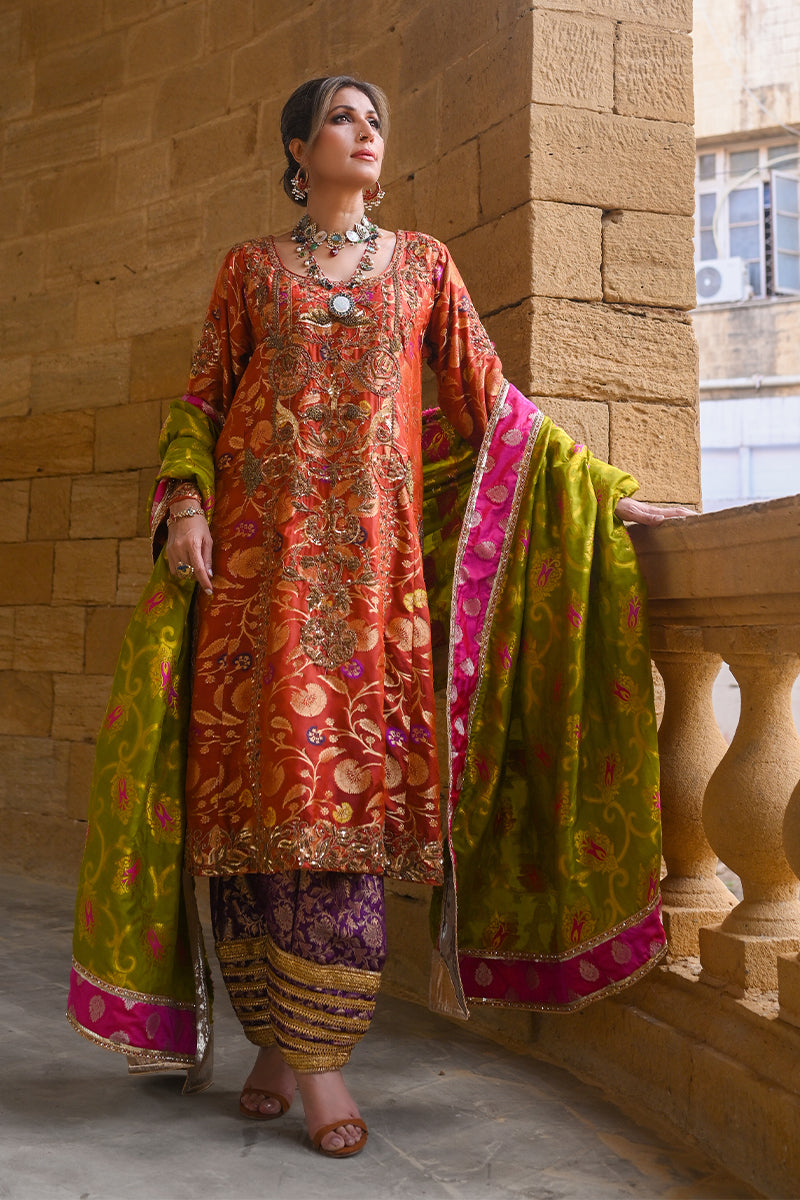 Atish-e-Ishq - Rust Shalwar Kameez by The Pink Tree Company