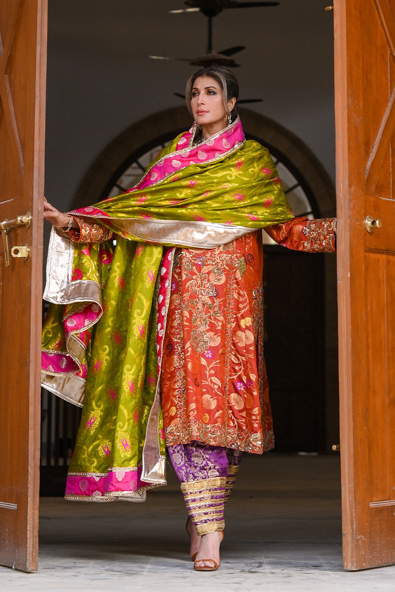 Atish-e-Ishq - Rust Shalwar Kameez by The Pink Tree Company, view 2