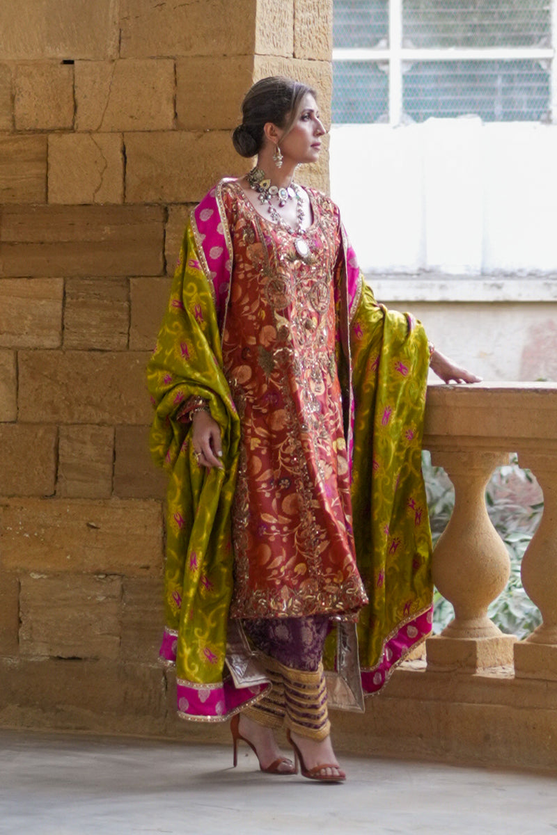 Atish-e-Ishq - Rust Shalwar Kameez by The Pink Tree Company, view 4