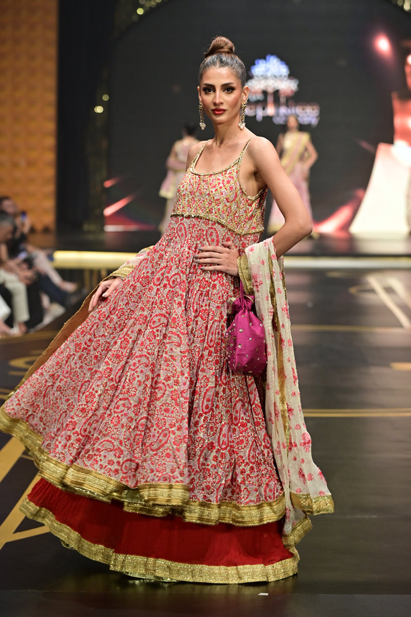 Gulaabi Ankhain - Red Peshwaz by The Pink Tree Company, view 3