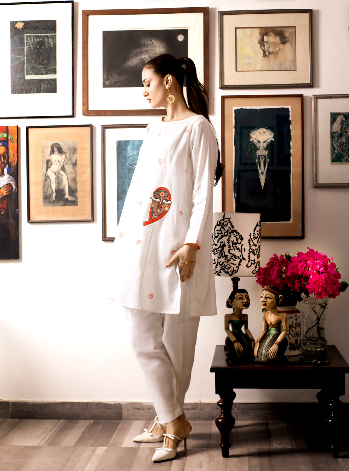 Bengoli Bride - Ivory Traditional Outfit by The Pink Tree Company, view 2