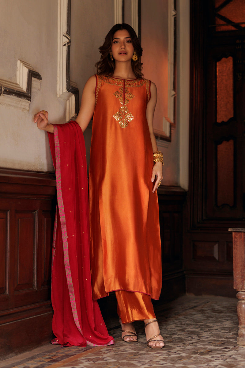 Gulnaar - Orange 3 Piece Suit by The Pink Tree Company