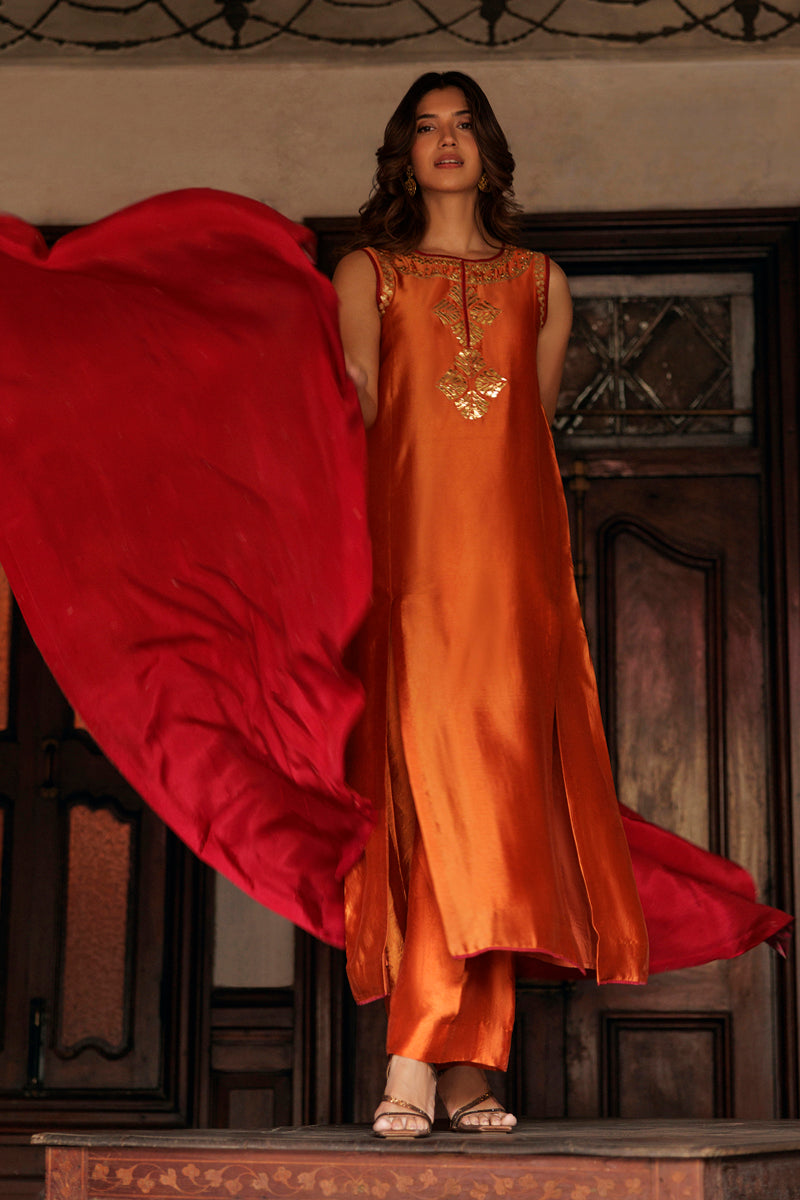 Gulnaar - Orange 3 Piece Suit by The Pink Tree Company, view 2