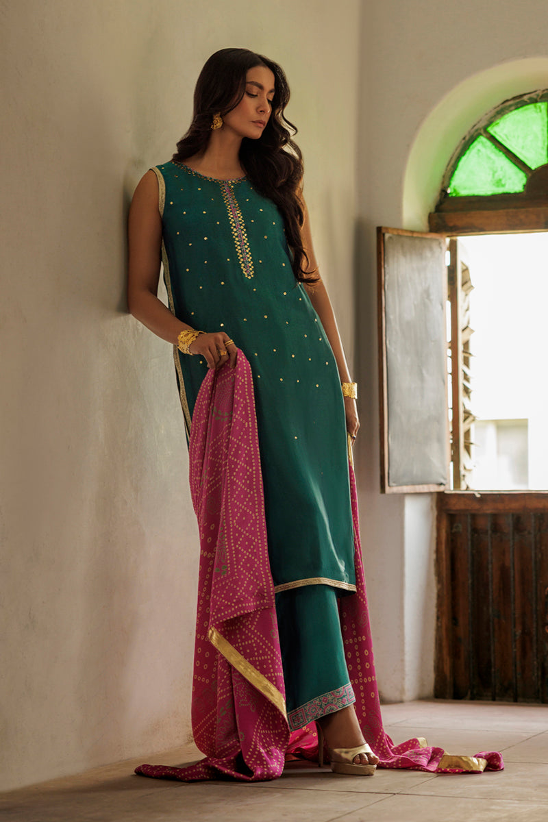 Saawan Rang - Teal 3 Piece Suit by The Pink Tree Company