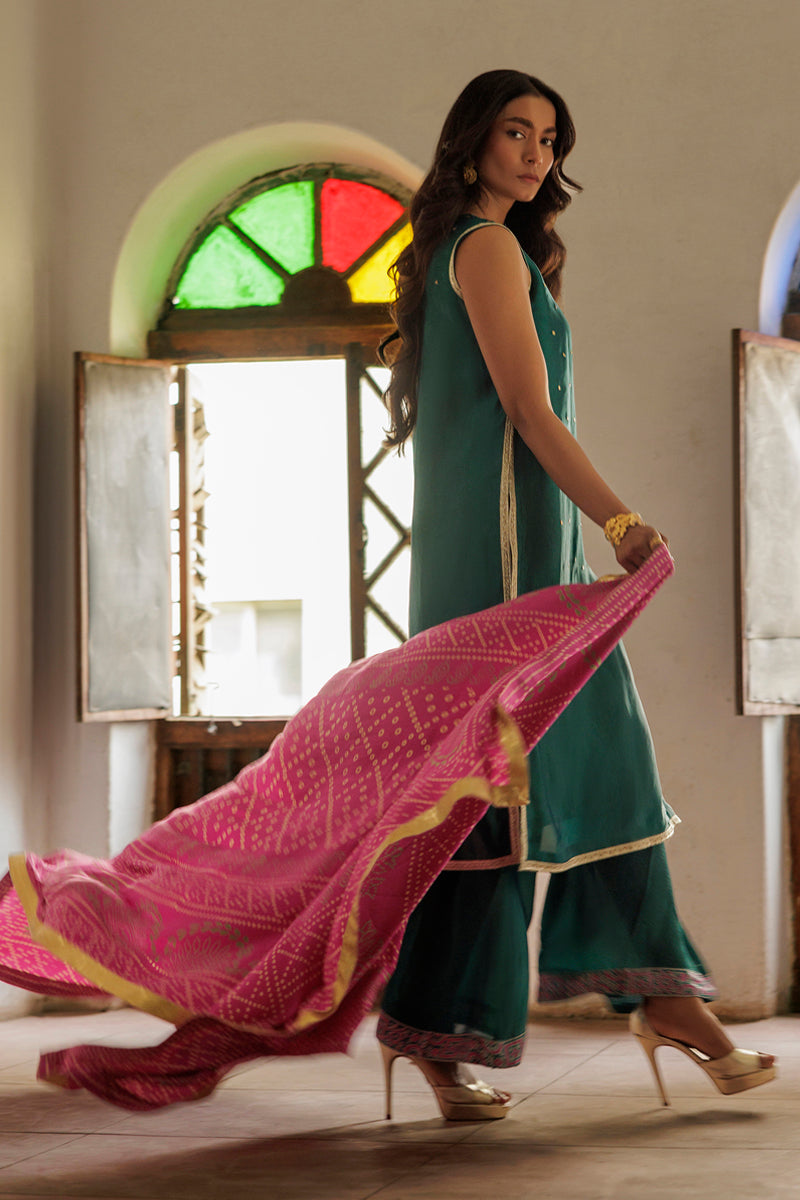Saawan Rang - Teal 3 Piece Suit by The Pink Tree Company, view 2