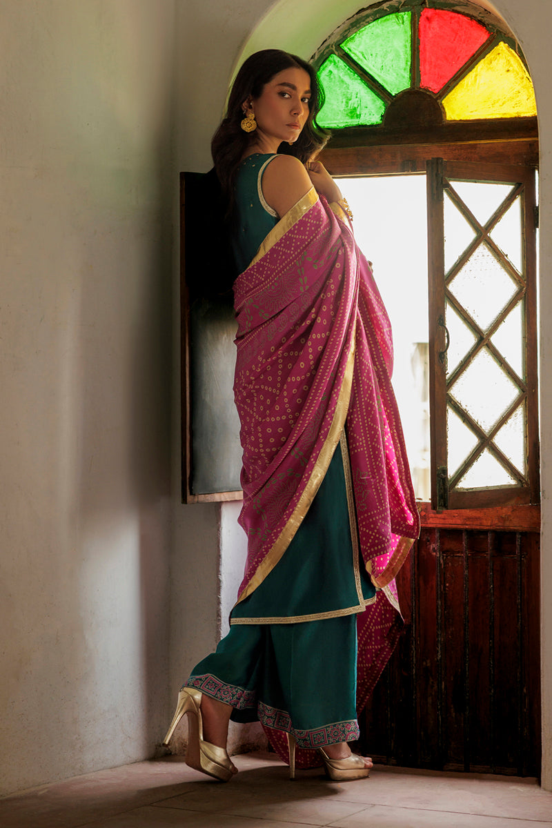 Saawan Rang - Teal 3 Piece Suit by The Pink Tree Company, view 3