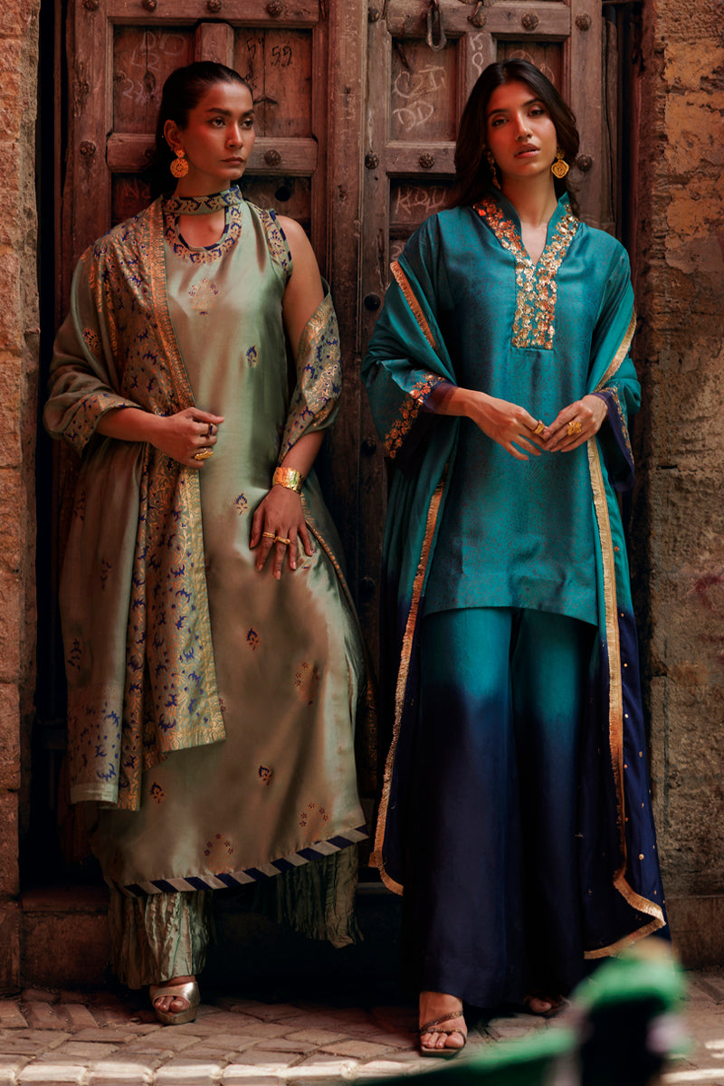 Aab-e-Neel - Ferozi 3 Piece Suit by The Pink Tree Company, view 3