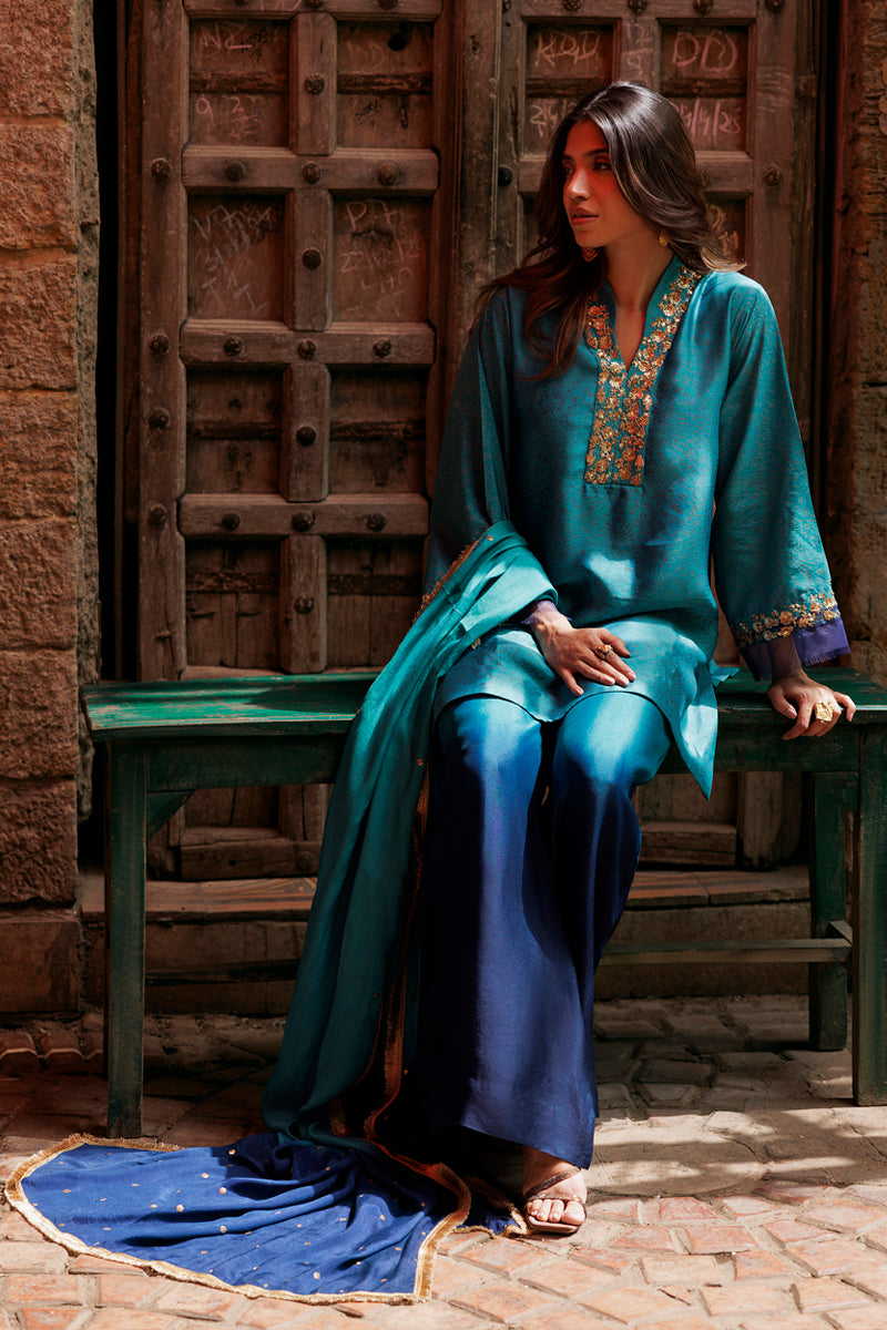 Aab-e-Neel - Ferozi 3 Piece Suit by The Pink Tree Company, view 4