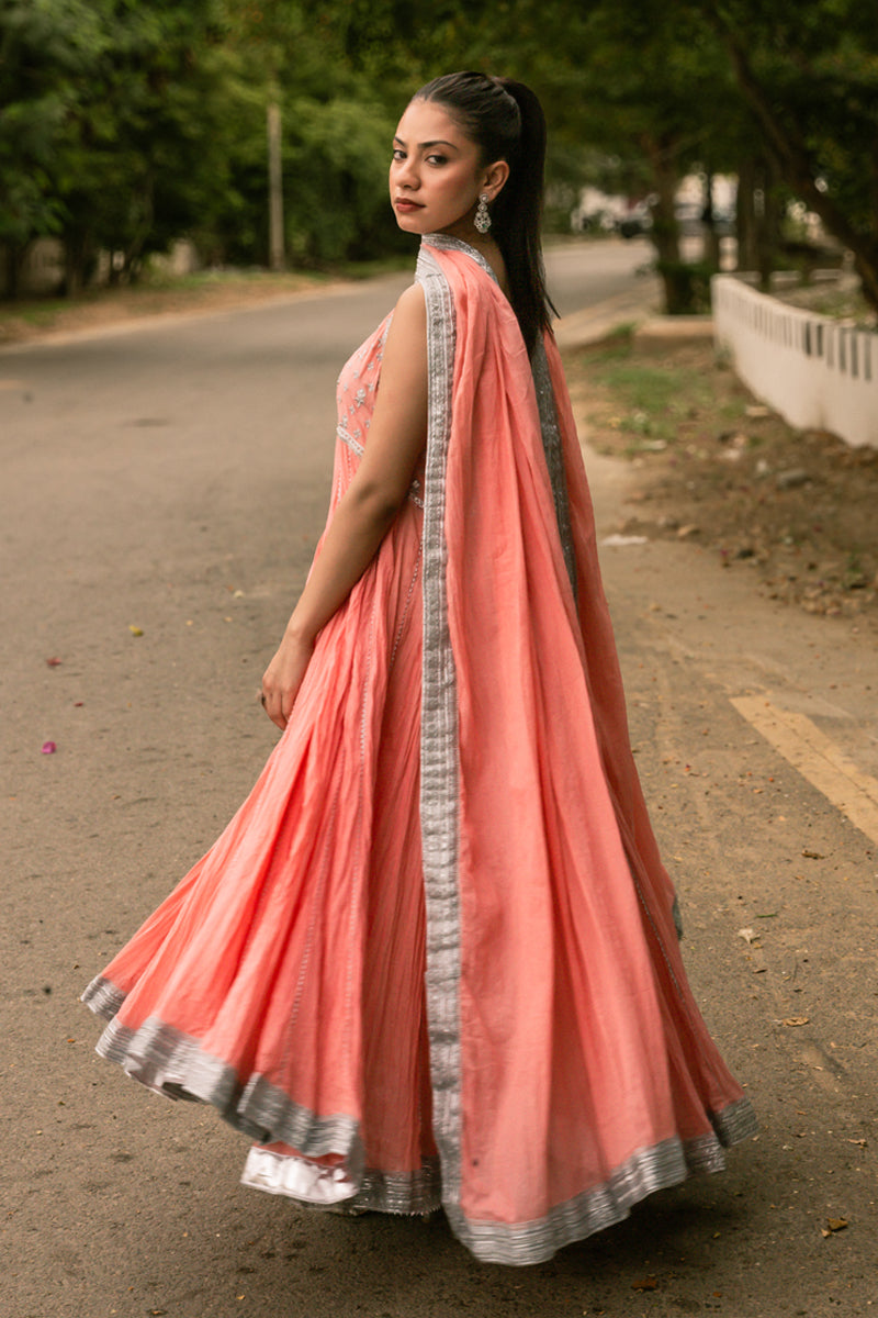 Marjaan - Peach Peshwaz by The Pink Tree Company, view 4