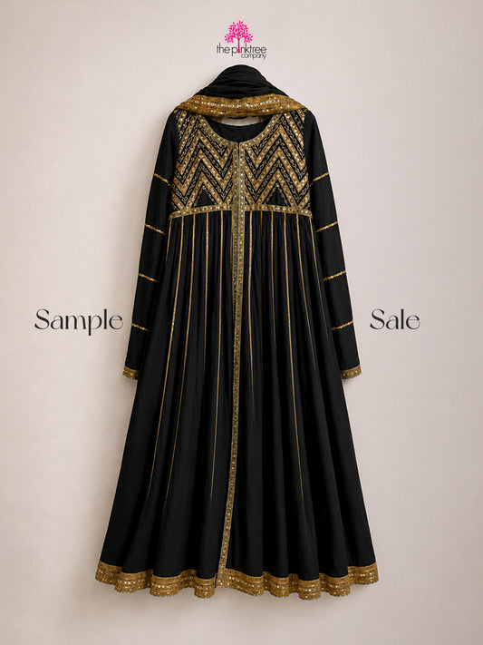 PUKHRAJ (SAMPLE SALE) - Black Angarkha by The Pink Tree Company