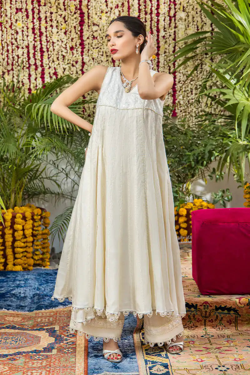 Komposh - Ivory White Angarkha by The Pink Tree Company, view 2