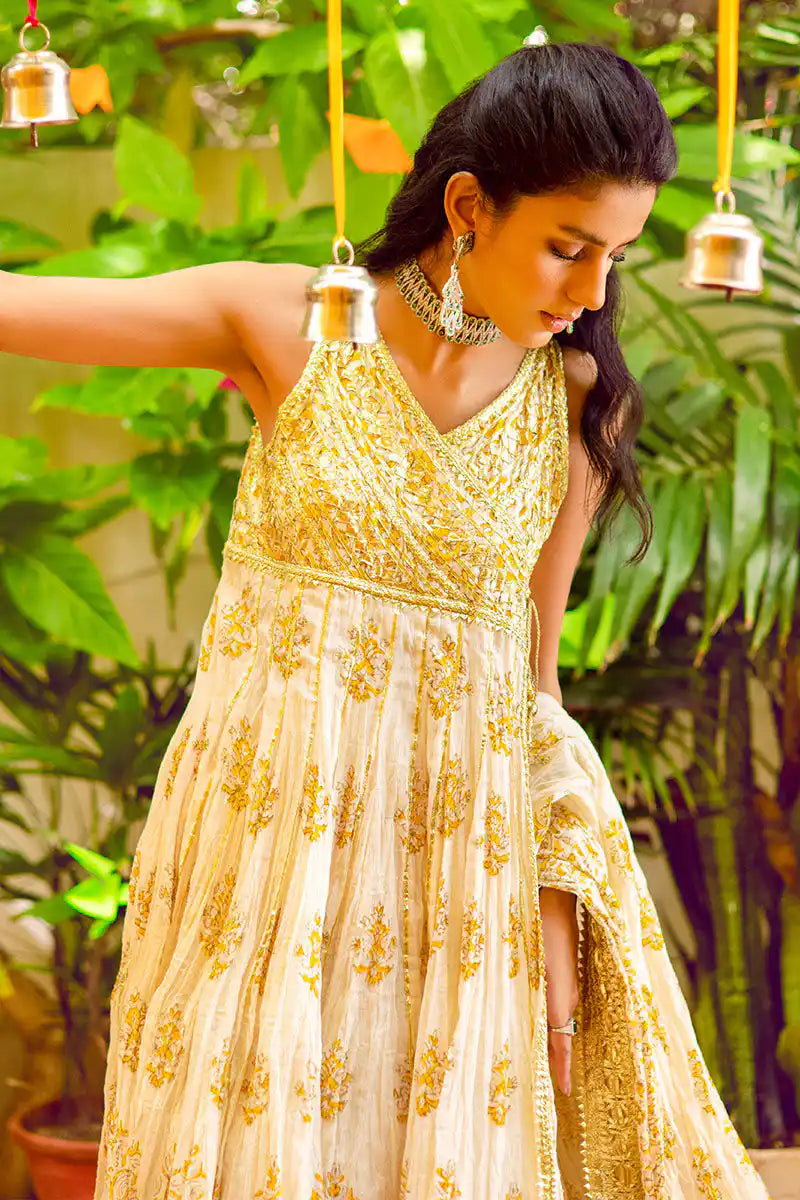 Mena - Yellow Angarkha by The Pink Tree Company, view 3