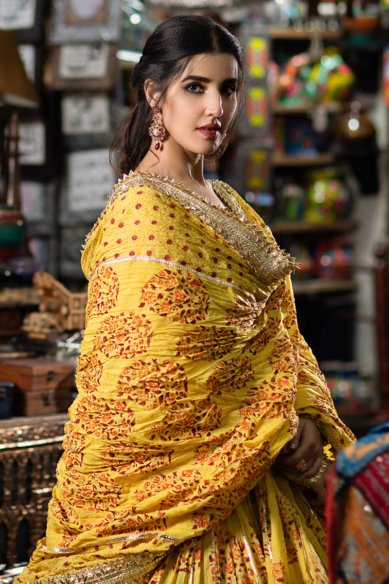 Turmeric Glory - Yellow Peshwaz by The Pink Tree Company, view 4