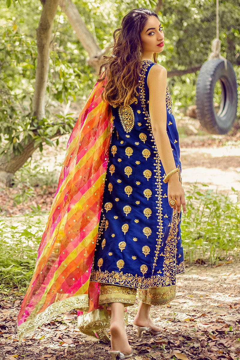 Gul e Zehra - Navy 3 Piece Suit by The Pink Tree Company, view 4