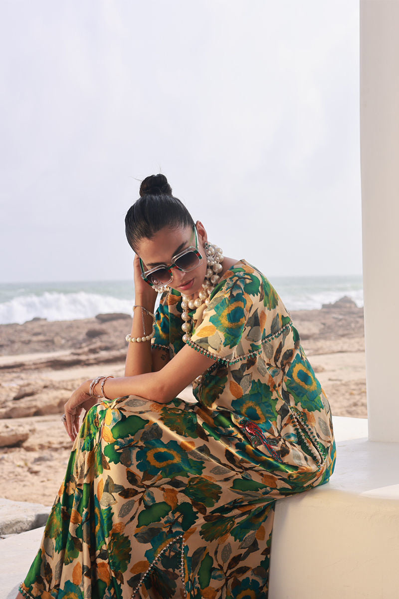 Bora Bora - Green, Yelow, Pink Kaftan by The Pink Tree Company, view 3