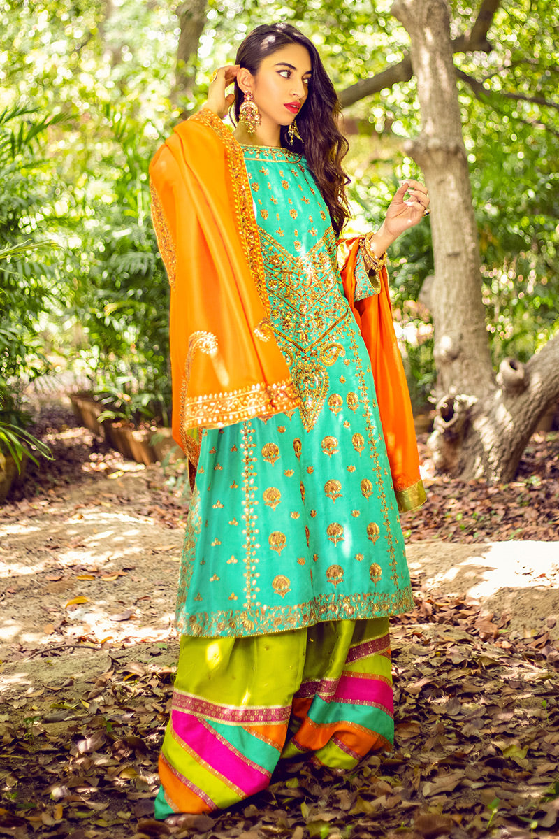 Gul e Rukhsar - Green Kurta by The Pink Tree Company, view 2